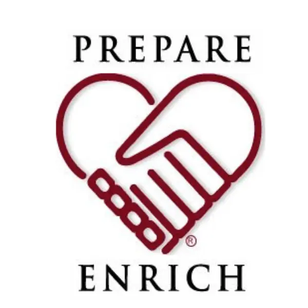 Two hands holding each other, with the word Prepare at the top and the word Enrich at the bottom.
